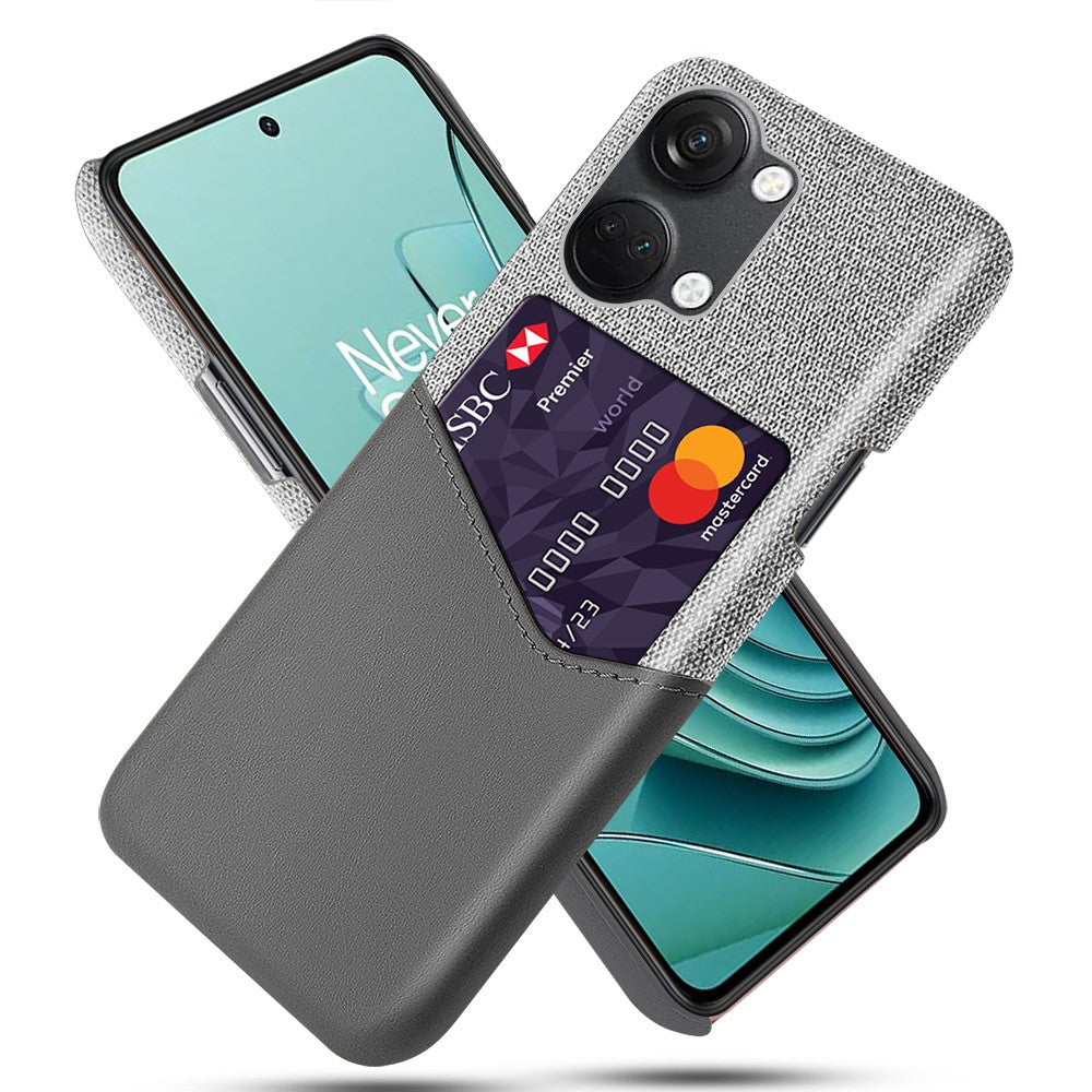 For OnePlus Nord 3 5G / Ace 2V Cloth Texture Card Holder Phone Cover Leather Coated PC Back Case