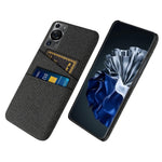 Huawei P60 / P60 Pro med dubbla kortplatser, mobilskal, hårt PC + tygfodral