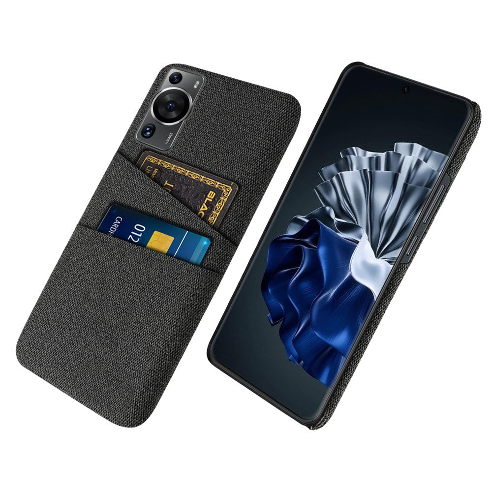 Huawei P60 / P60 Pro med dubbla kortplatser, mobilskal, hårt PC + tygfodral