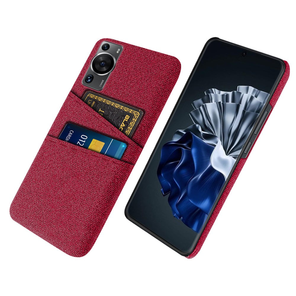 Huawei P60 / P60 Pro med dubbla kortplatser, mobilskal, hårt PC + tygfodral