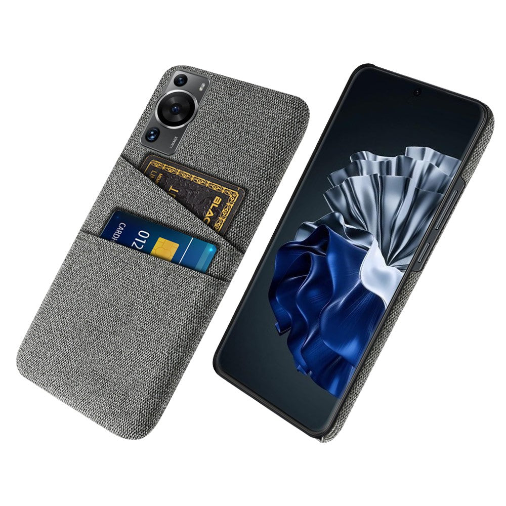 Huawei P60 / P60 Pro med dubbla kortplatser, mobilskal, hårt PC + tygfodral