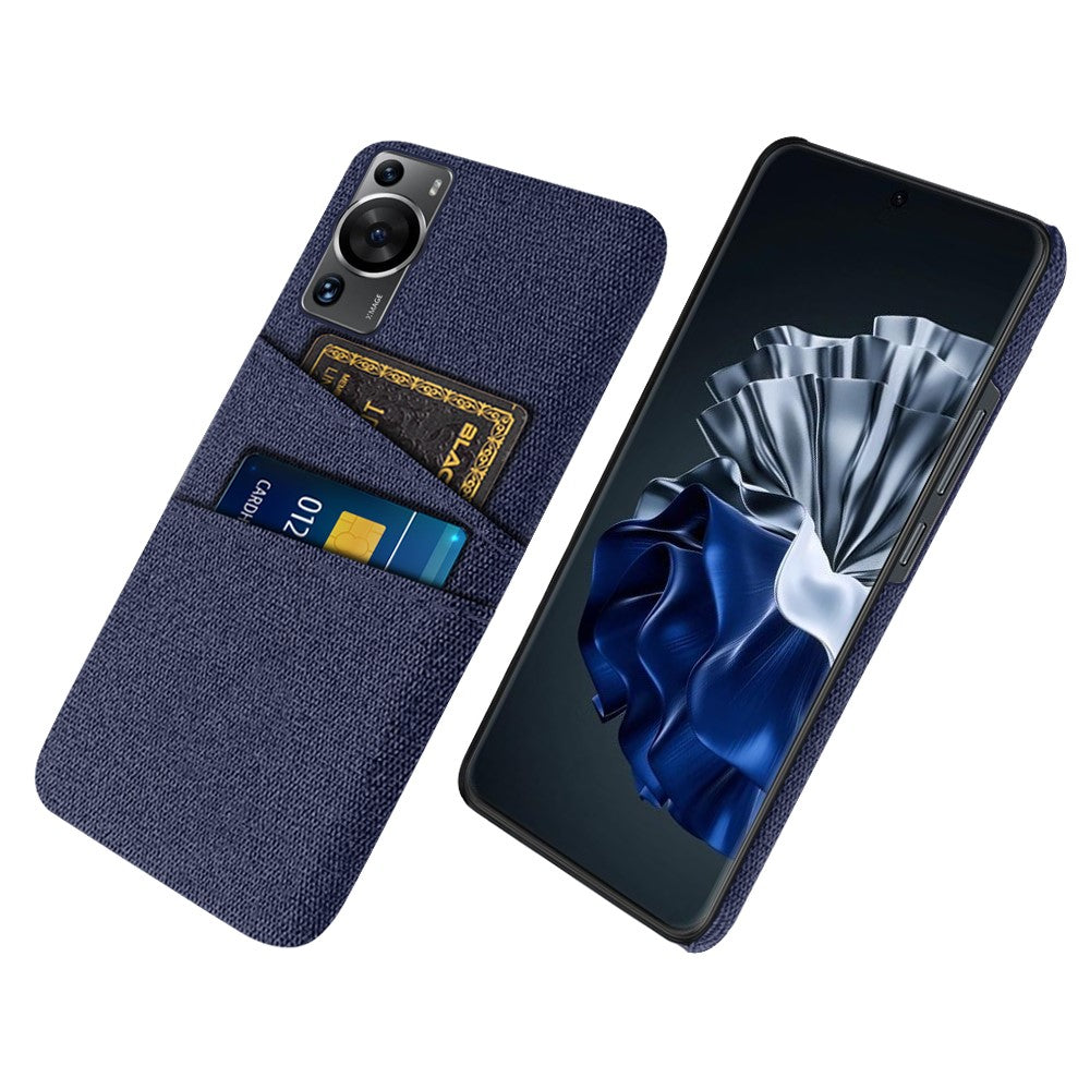 Huawei P60 / P60 Pro med dubbla kortplatser, mobilskal, hårt PC + tygfodral