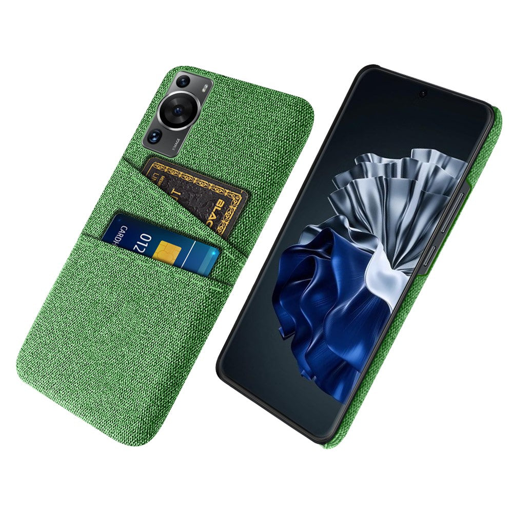 Huawei P60 / P60 Pro med dubbla kortplatser, mobilskal, hårt PC + tygfodral