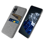 Huawei P60 / P60 Pro med dubbla kortplatser, mobilskal, hårt PC + tygfodral