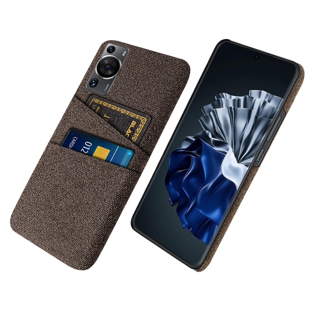 Huawei P60 / P60 Pro med dubbla kortplatser, mobilskal, hårt PC + tygfodral