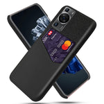 Huawei P60 / P60 Pro Korthållare mobilskal Tygstruktur Läderbelagt PC-fodral
