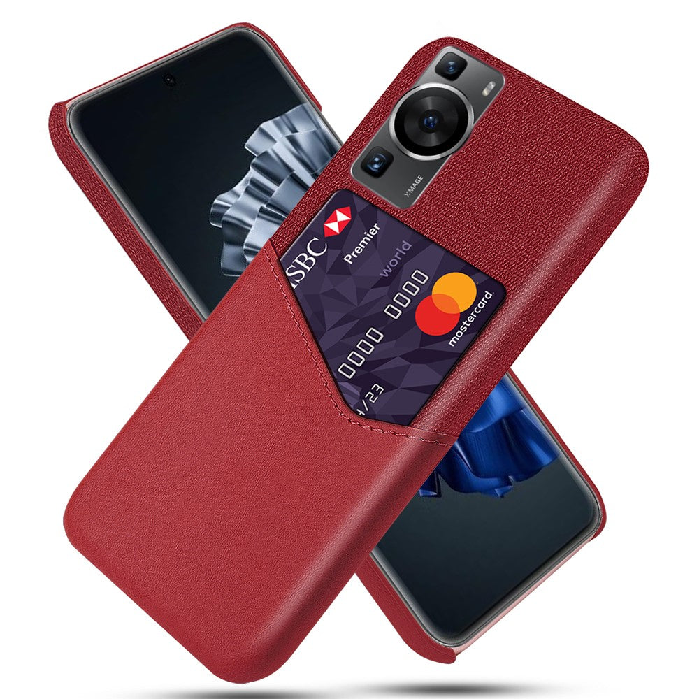 Huawei P60 / P60 Pro Korthållare mobilskal Tygstruktur Läderbelagt PC-fodral