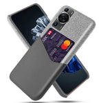 Huawei P60 / P60 Pro Korthållare mobilskal Tygstruktur Läderbelagt PC-fodral