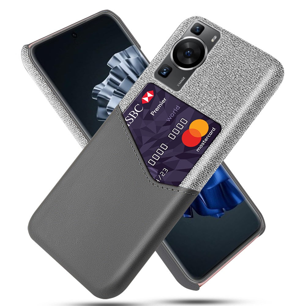 Huawei P60 / P60 Pro Korthållare mobilskal Tygstruktur Läderbelagt PC-fodral