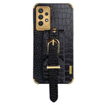 Crocodile Texture Electroplating Case for Samsung Galaxy A32 4G (EU Version) Precise Cutout Phone Case with Hand Strap Kickstand