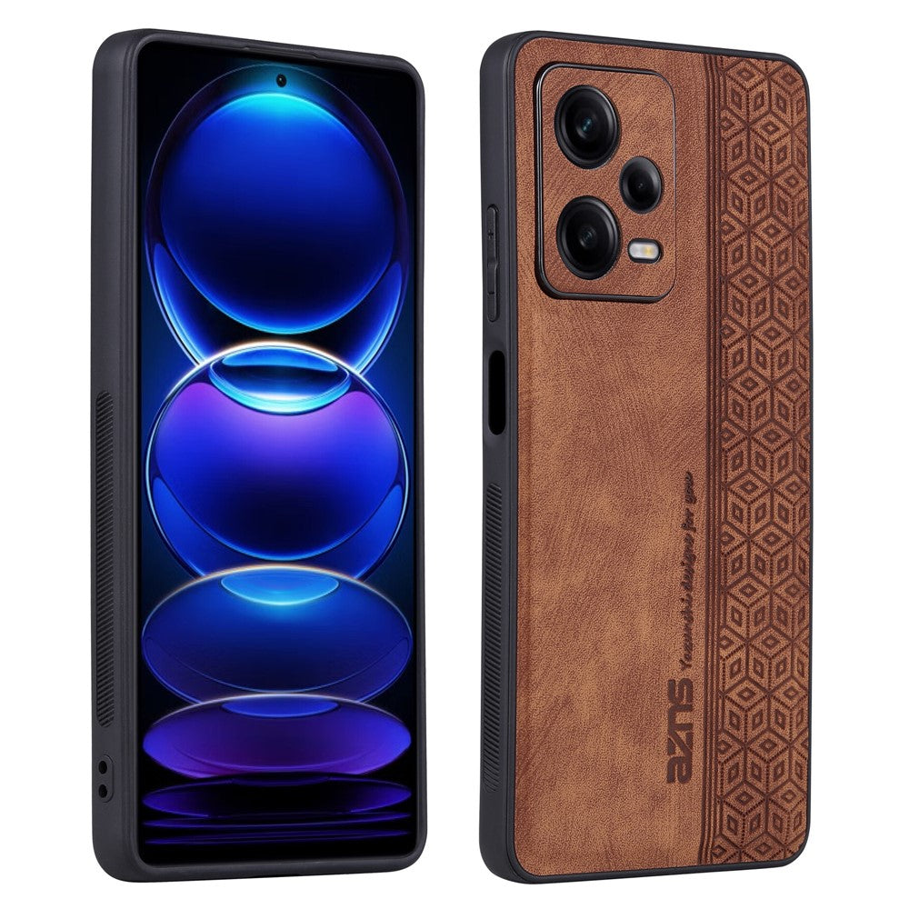 AZNS PU-læderbelagt TPU-mobilcover med tryk til Xiaomi Redmi Note 12 5G (Global) / (Indien) / Poco X5 5G