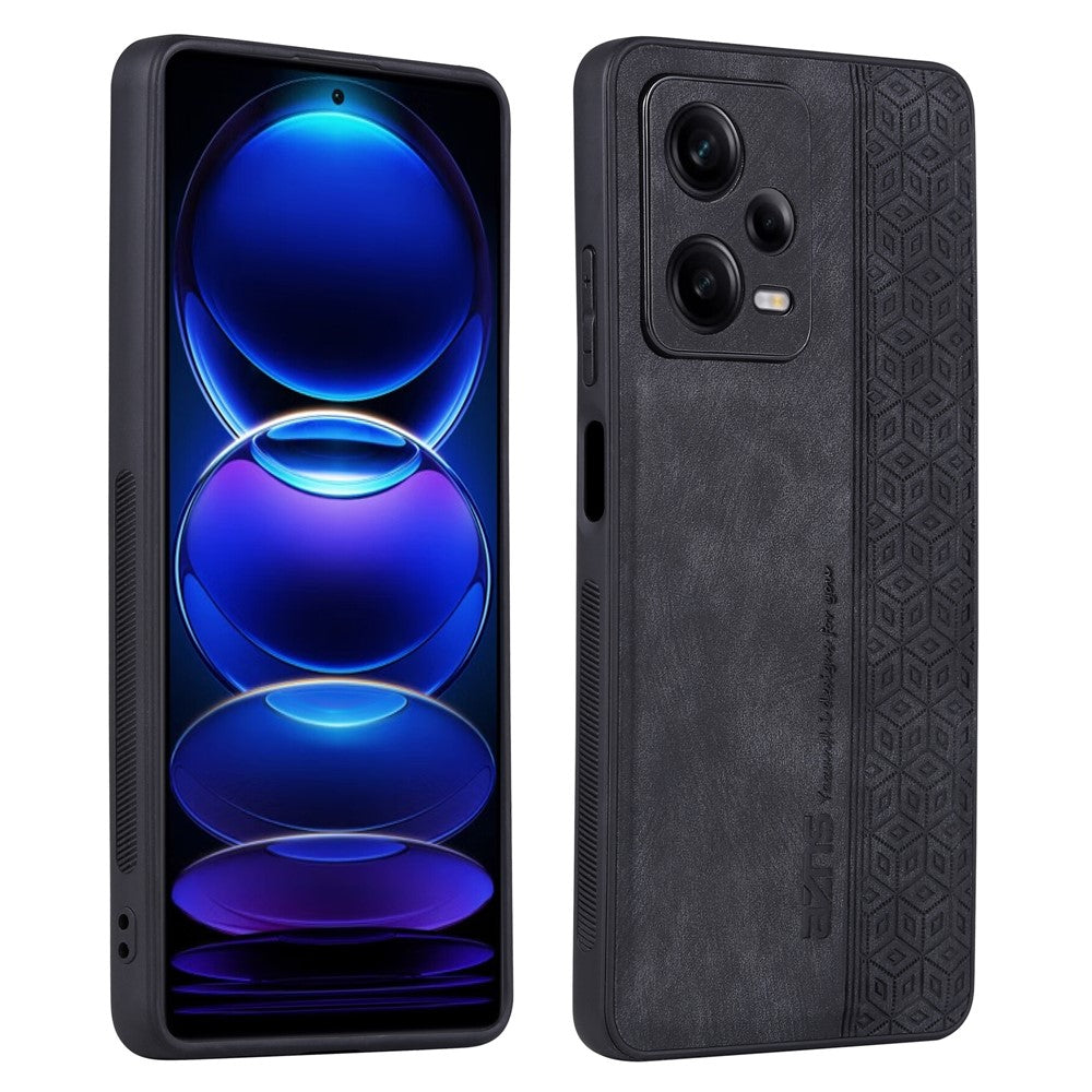 AZNS PU-læderbelagt TPU-mobilcover med tryk til Xiaomi Redmi Note 12 5G (Global) / (Indien) / Poco X5 5G