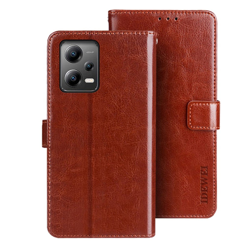 IDEWEI For Xiaomi Redmi Note 12 5G (China) / (India) / (Global) / Poco X5 5G PU Leather Phone Case Wallet Phone Stand Cover