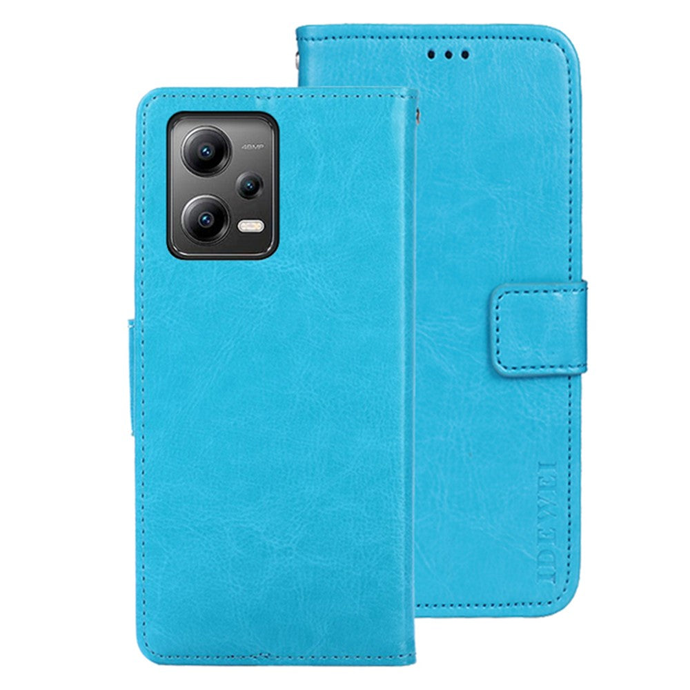 IDEWEI For Xiaomi Redmi Note 12 5G (China) / (India) / (Global) / Poco X5 5G PU Leather Phone Case Wallet Phone Stand Cover