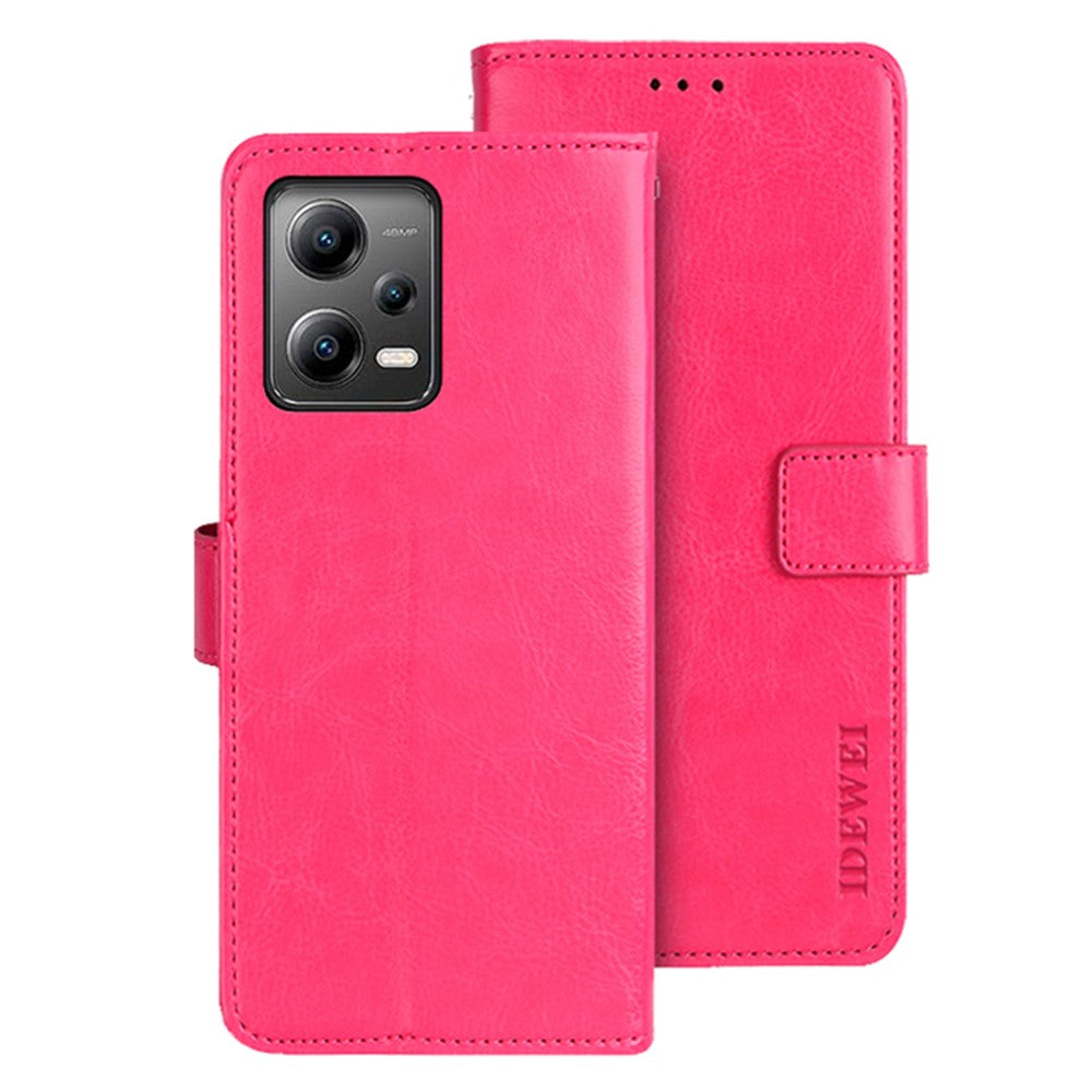 IDEWEI For Xiaomi Redmi Note 12 5G (China) / (India) / (Global) / Poco X5 5G PU Leather Phone Case Wallet Phone Stand Cover