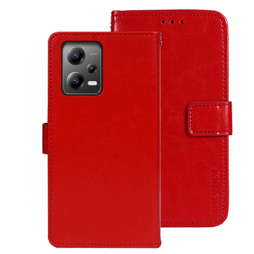 IDEWEI For Xiaomi Redmi Note 12 5G (China) / (India) / (Global) / Poco X5 5G PU Leather Phone Case Wallet Phone Stand Cover