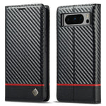 LC.IMEEKE For Google Pixel 8 Pro PU Leather Wallet Phone Case Carbon Fiber Texture Cover with Stand