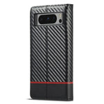 LC.IMEEKE For Google Pixel 8 Pro PU Leather Wallet Phone Case Carbon Fiber Texture Cover with Stand