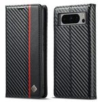 LC.IMEEKE For Google Pixel 8 Pro PU Leather Wallet Phone Case Carbon Fiber Texture Cover with Stand