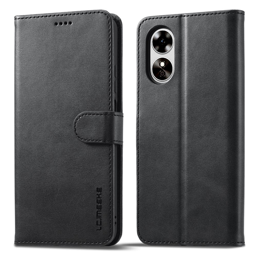 LC.IMEEKE Phone Cover for Oppo A78 5G / A58 5G / A58x 5G PU Leather Calf Texture Stand Wallet Case