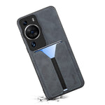 DENIOR For Huawei P60 / P60 Pro Elastic Card Holder Phone Case PU Leather Coated TPU Anti-drop Cover