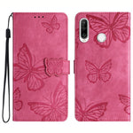 Huawei P30 Lite Stativplånbok Skin-touch Lädermobilskal Fjärilspräglat Skydd