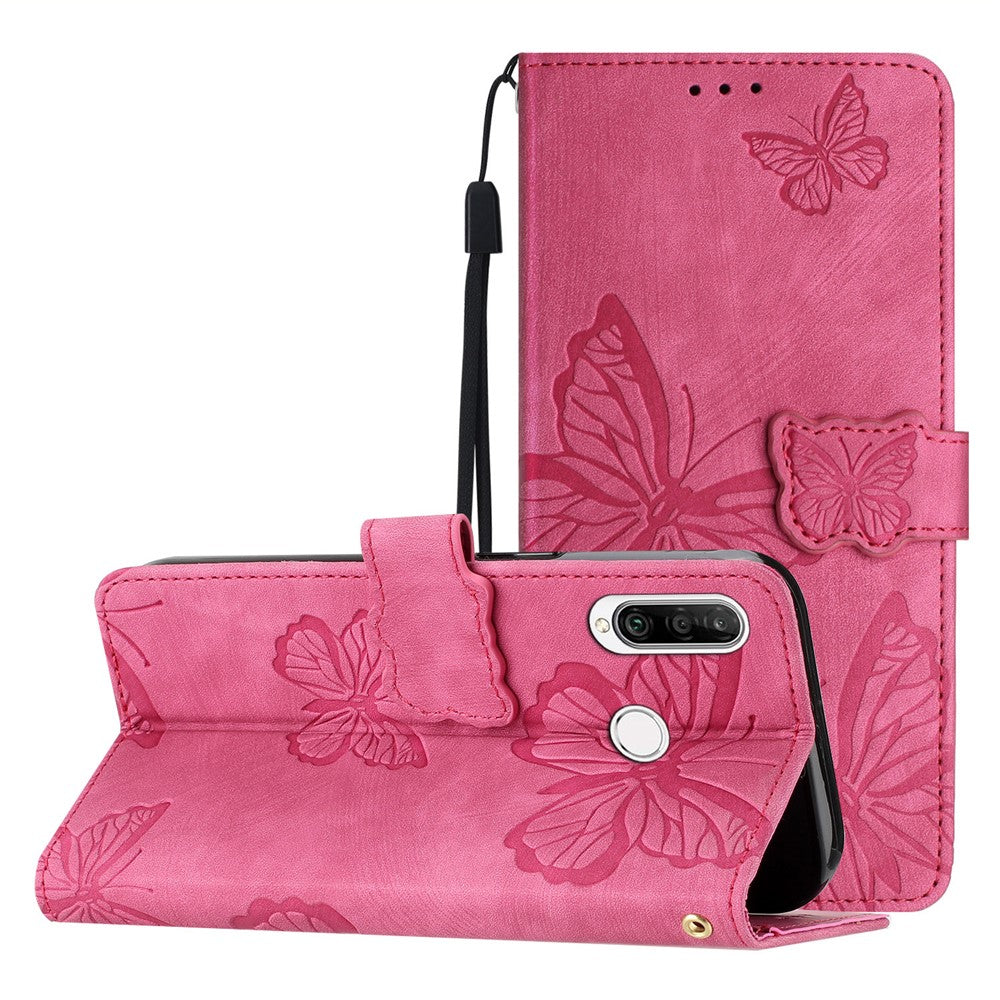 Huawei P30 Lite Stativplånbok Skin-touch Lädermobilskal Fjärilspräglat Skydd