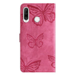 Huawei P30 Lite Stativplånbok Skin-touch Lädermobilskal Fjärilspräglat Skydd
