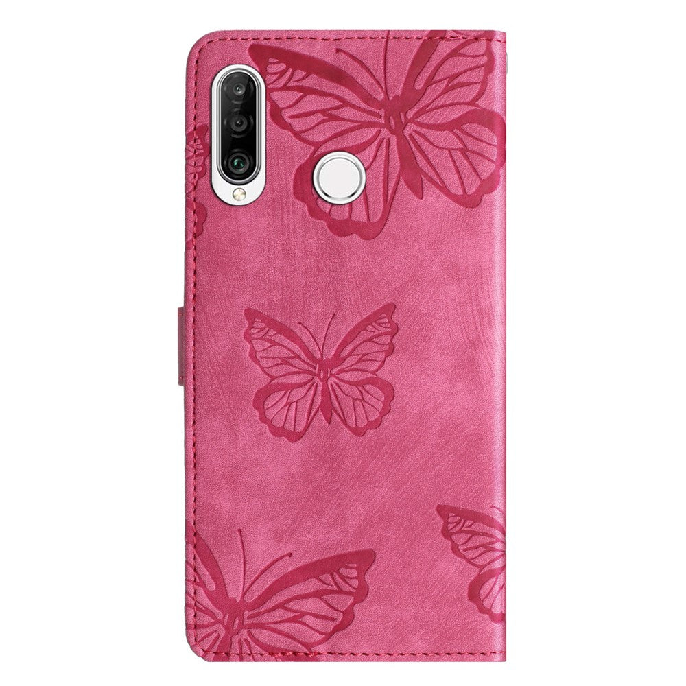 Huawei P30 Lite Stativplånbok Skin-touch Lädermobilskal Fjärilspräglat Skydd