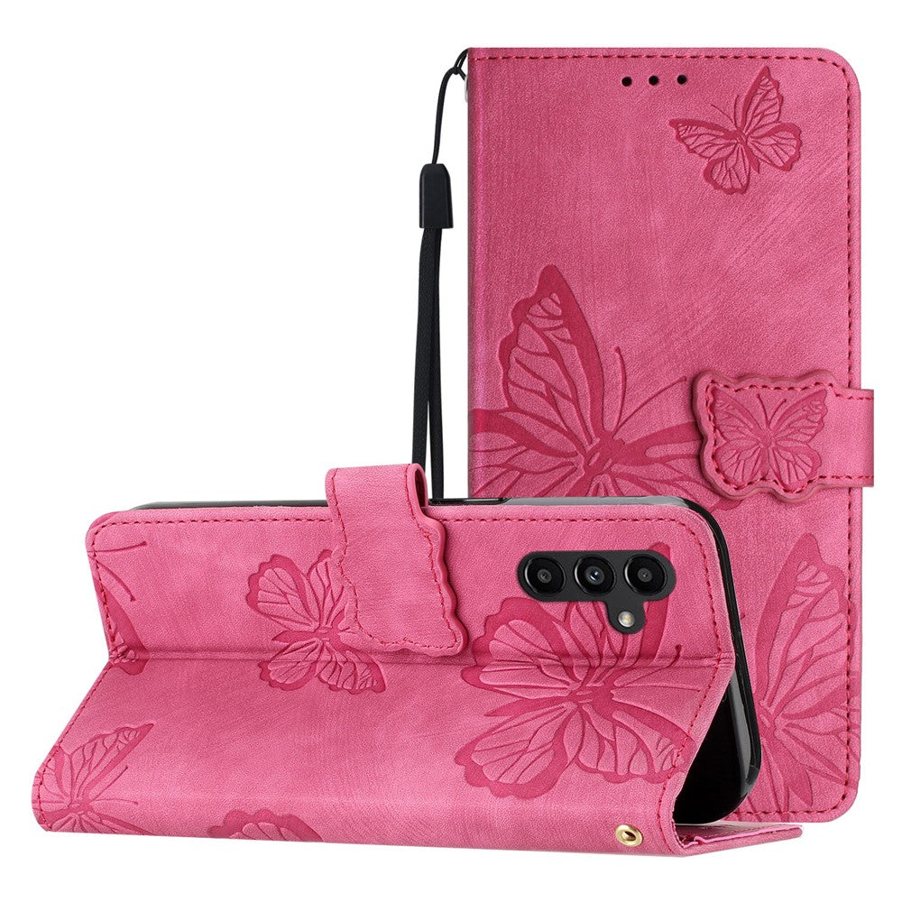 Til Samsung Galaxy A34 5G Stand Wallet Telefoncover PU-læder Skin-touch Sommerfuglpræget Etui