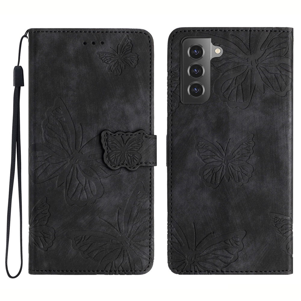 Samsung Galaxy S22 5G Plånboksfodral Läderfodral med Fjärilstryck Stativ mobilskal