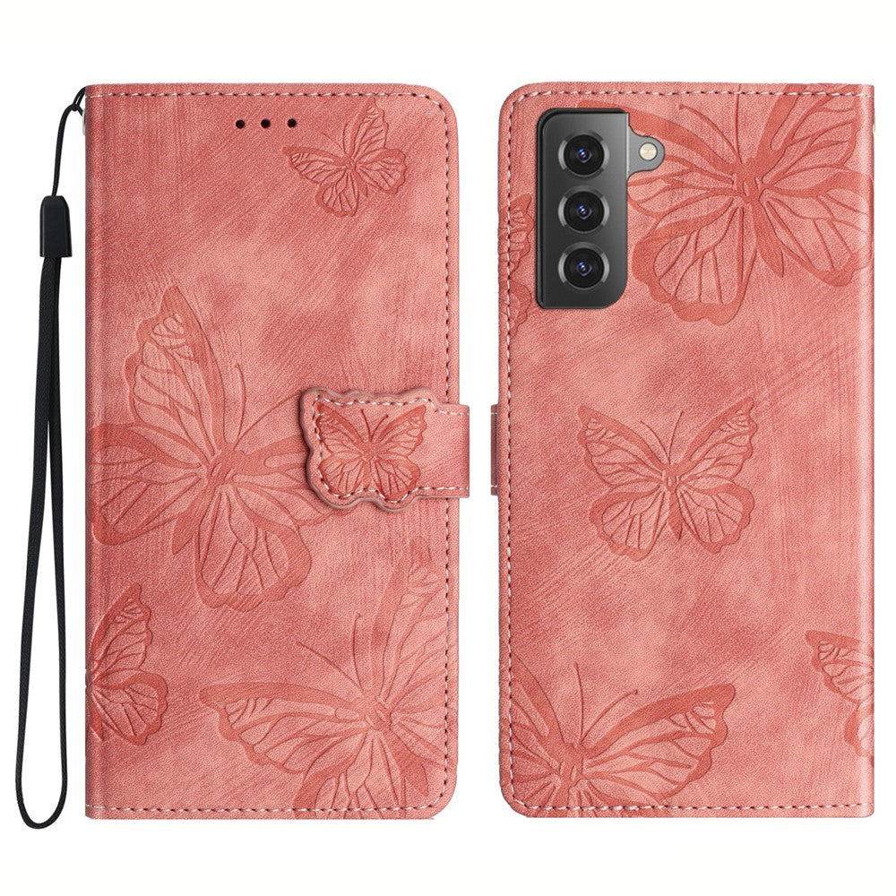 Samsung Galaxy S22 5G Plånboksfodral Läderfodral med Fjärilstryck Stativ mobilskal