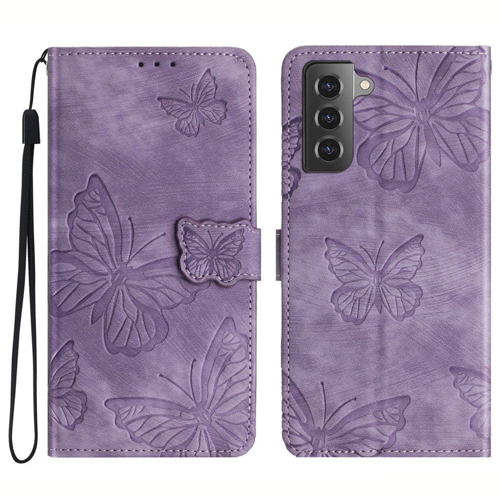 Samsung Galaxy S22 5G Plånboksfodral Läderfodral med Fjärilstryck Stativ mobilskal