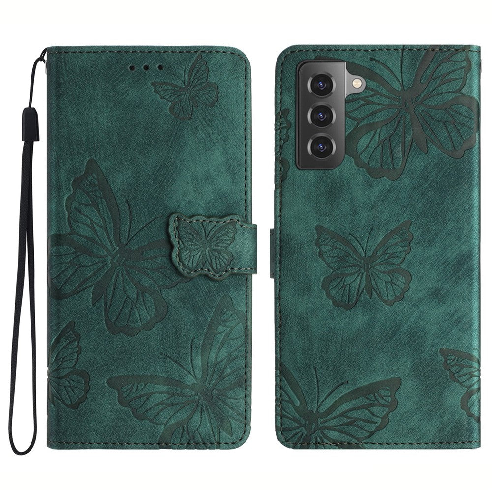 Samsung Galaxy S22 5G Plånboksfodral Läderfodral med Fjärilstryck Stativ mobilskal