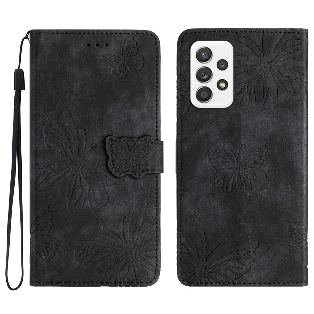 Samsung Galaxy A33 5G Skin-Touch mobilskal Fjärilspräglat Skyddande Läderplånbok mobilskal