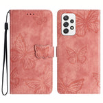 Samsung Galaxy A33 5G Skin-Touch mobilskal Fjärilspräglat Skyddande Läderplånbok mobilskal