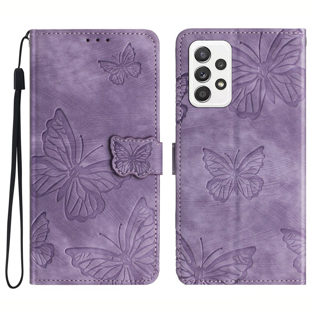 Samsung Galaxy A33 5G Skin-Touch mobilskal Fjärilspräglat Skyddande Läderplånbok mobilskal