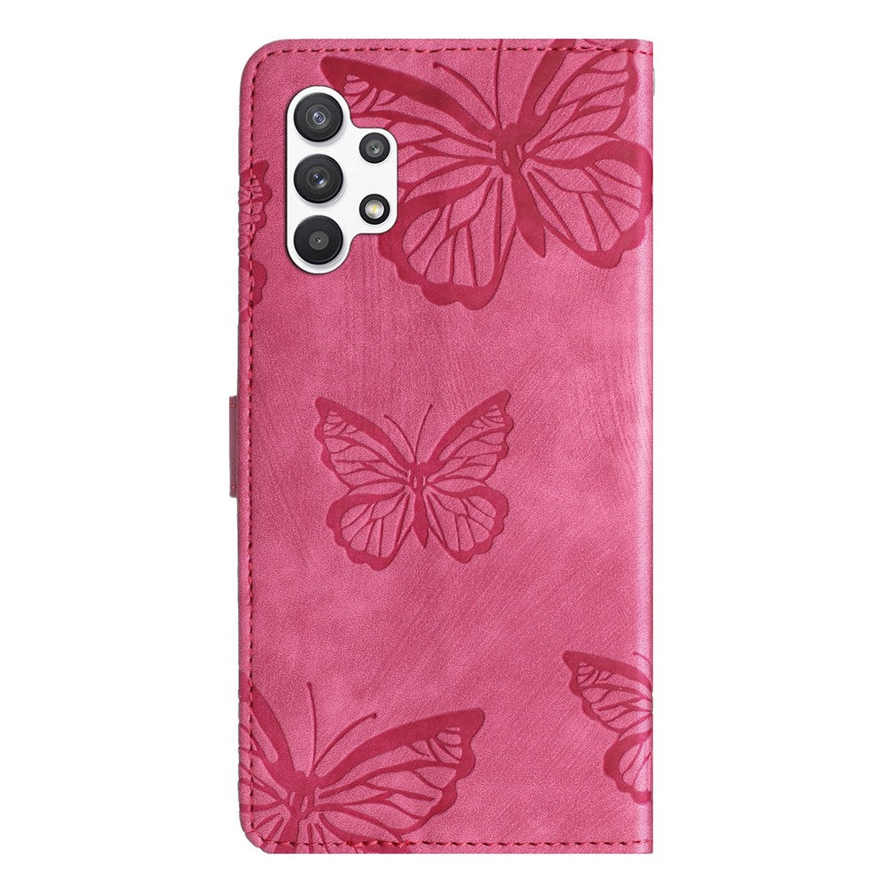 For Samsung Galaxy A32 5G / M32 5G Skin-touch PU Leather Wallet Case Butterfly Imprinted Phone Cover with Stand