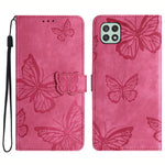 Telefoncover med sommerfuglemønster til Samsung Galaxy A22 5G (EU-version) PU-læderpung med stander og blød overflade