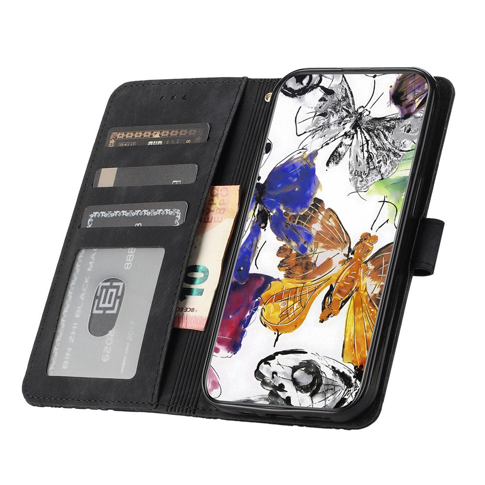 For iPhone 14 Plus Foldable Stand PU Leather Wallet Case Butterfly Imprinted Skin-touch Phone Cover