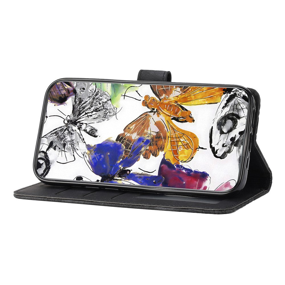 For iPhone 14 Plus Foldable Stand PU Leather Wallet Case Butterfly Imprinted Skin-touch Phone Cover