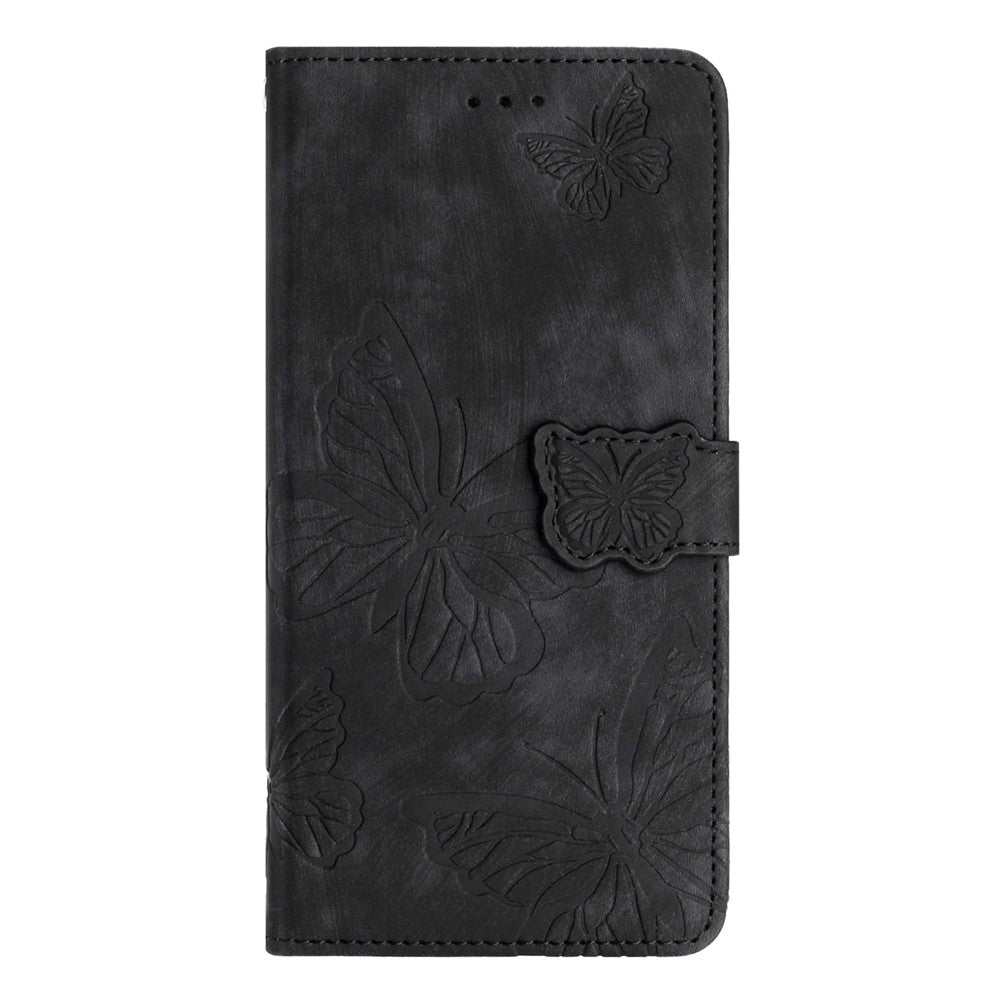 For iPhone 14 Plus Foldable Stand PU Leather Wallet Case Butterfly Imprinted Skin-touch Phone Cover