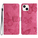 For iPhone 14 Plus Foldable Stand PU Leather Wallet Case Butterfly Imprinted Skin-touch Phone Cover