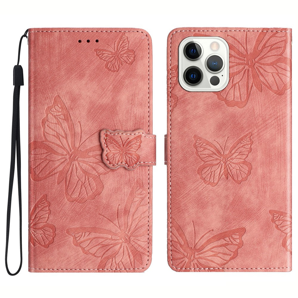For iPhone 13 Pro 6.1 inch PU Leather Butterfly Imprinted Stand Wallet Case Skin-touch Phone Cover