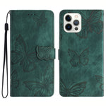 For iPhone 13 Pro 6.1 inch PU Leather Butterfly Imprinted Stand Wallet Case Skin-touch Phone Cover