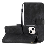 PU Leather Shell for iPhone 13 mini 5.4 inch Stand Wallet Case Butterfly Imprinted Skin-touch Phone Cover
