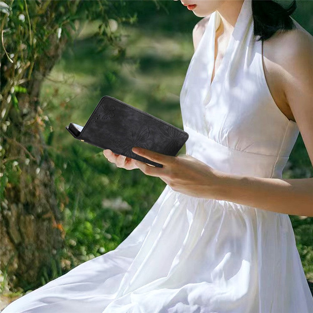 PU Leather Shell for iPhone 13 mini 5.4 inch Stand Wallet Case Butterfly Imprinted Skin-touch Phone Cover