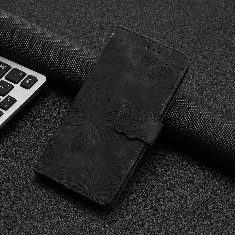 PU Leather Shell for iPhone 13 mini 5.4 inch Stand Wallet Case Butterfly Imprinted Skin-touch Phone Cover