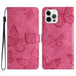 For iPhone 12 / 12 Pro 6.1 inch Skin-touch PU Leather Stand Wallet Case Butterfly Imprinted Phone Cover