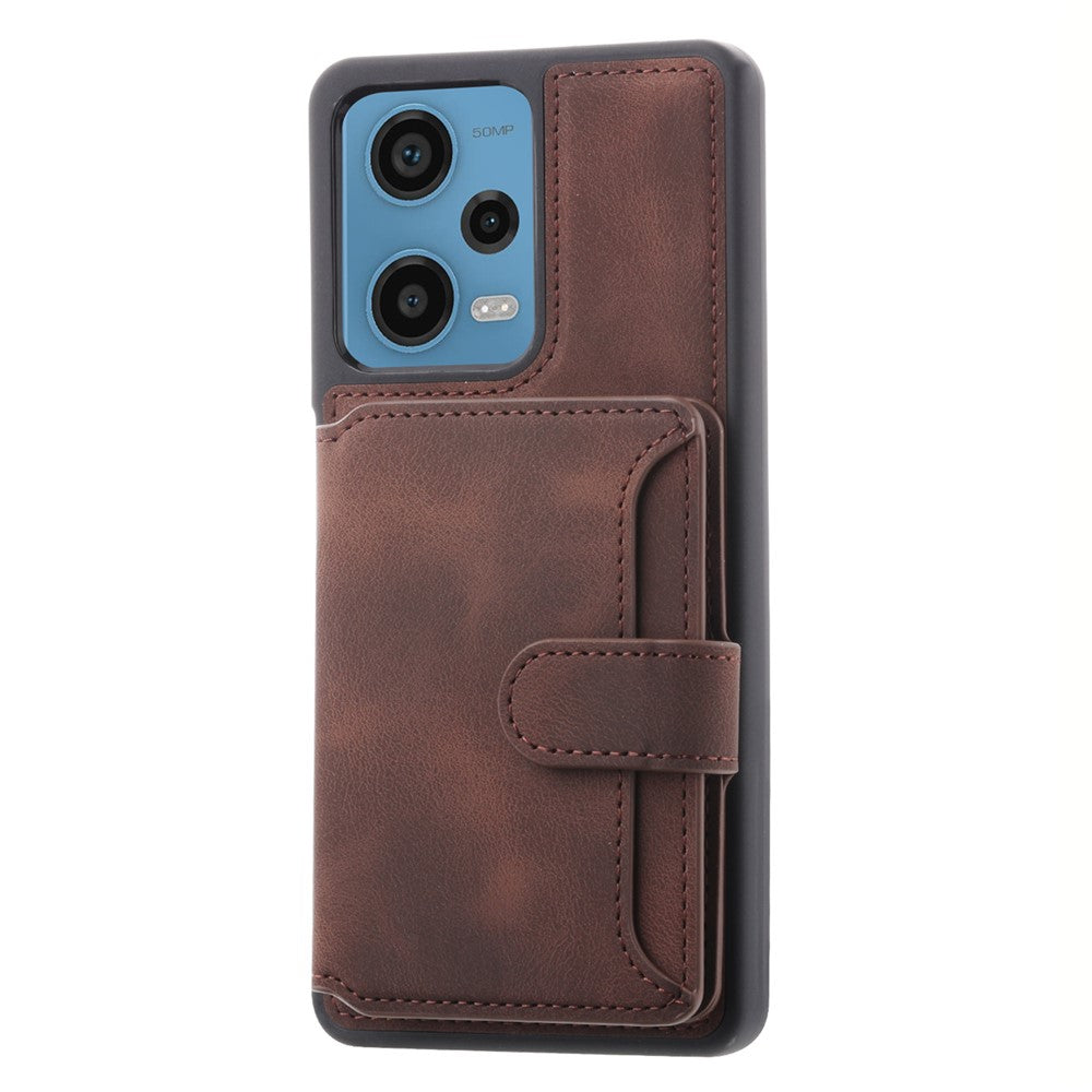 RFID-blokerende mobilcover til Xiaomi Redmi Note 12 Pro 5G / Note 12 Pro Speed 5G / Poco X5 Pro 5G, TPU-pungetui med læderbelægning og stativ